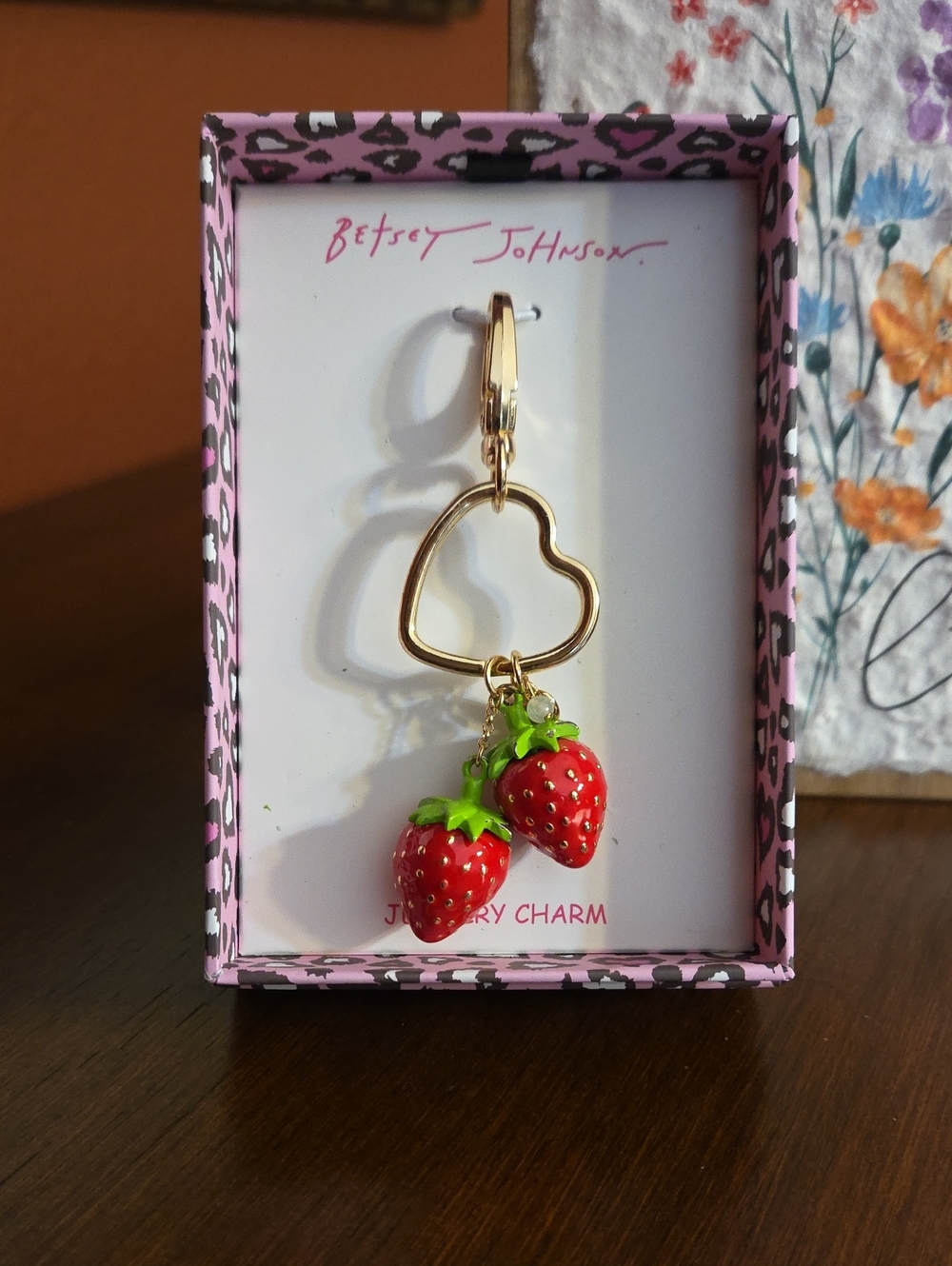 Betsey Johnson Sweet Strawberries Bag Charm / Key Fob NIB